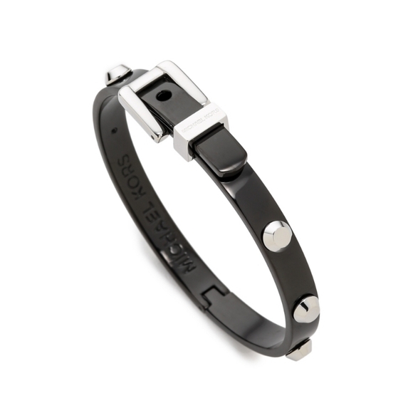 Michael Kors Jewelry - Michael Kors Astor Buckle Bangle in Black and Silver